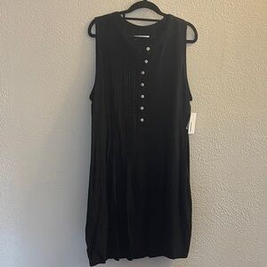 Sonoma Sleeveless Black Button-Front Midi Dress